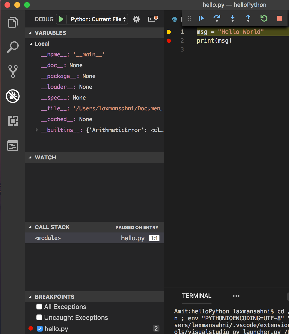 visual studio code python extension for mac